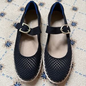 Rothy's “The Espadrille” Black Knit Mary Jane Flat, NWOT